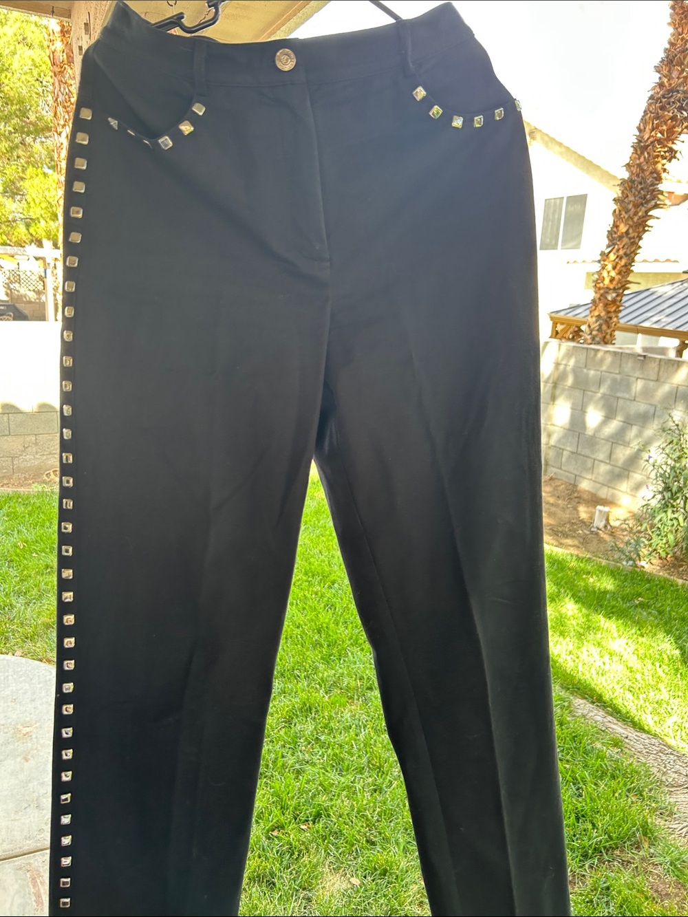 St. John's Bay Black Straight-Leg Jeans with Stud Trim